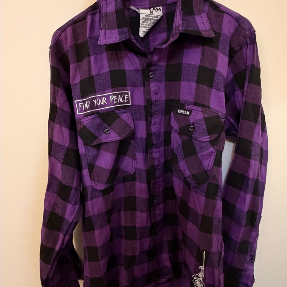 Purple and Black Checkered Men's Shirt